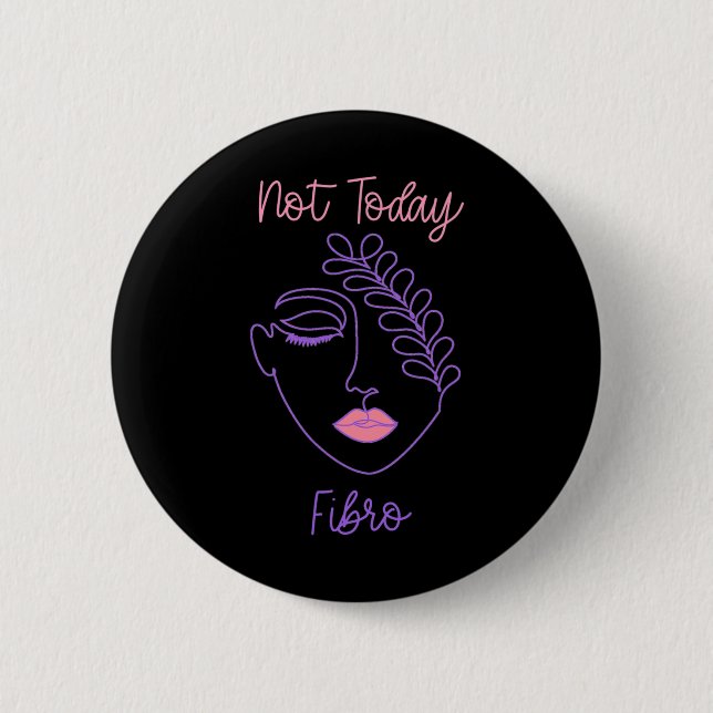Awareness Purple Fibro Woman Face Line Art  6 Cm Round Badge (Front)