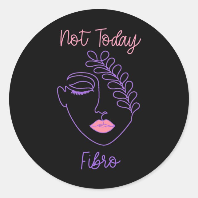 Awareness Purple Fibro Woman Face Line Art  Classic Round Sticker (Front)