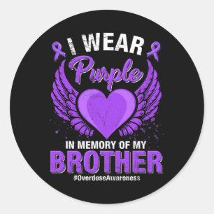 Awareness Purple Memory Of My Brother 2 Classic Round Sticker