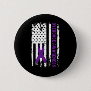 Awareness Purple Ribbon Addiction Recovery 6 Cm Round Badge