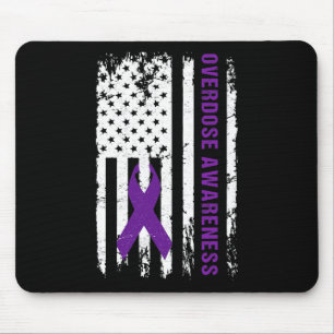 Awareness Purple Ribbon Addiction Recovery Mouse Mat