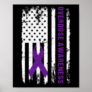 Awareness Purple Ribbon Addiction Recovery Poster