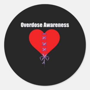Awareness Purple Ribbon Broken Heart Grief Classic Round Sticker