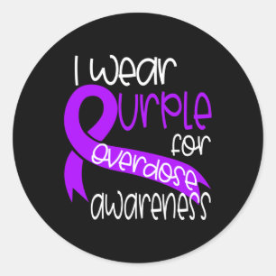 Awareness Purple Ribbon Drug Addiction 2 Classic Round Sticker