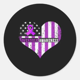 Awareness Purple Ribbon Drug Addiction Classic Round Sticker
