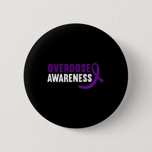 Awareness Purple Ribbon Drug Addiction Recovery  6 Cm Round Badge (Front)