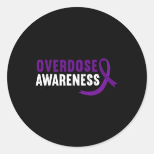 Awareness Purple Ribbon Drug Addiction Recovery Classic Round Sticker
