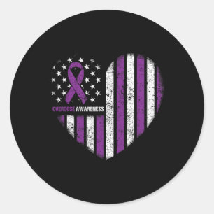Awareness Purple Ribbon Durg Addiction  Classic Round Sticker