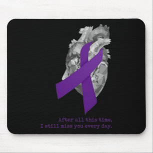 Awareness Purple Ribbon Heart Miss You  Mouse Mat