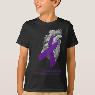 Awareness Purple Ribbon Heart Miss You T-Shirt