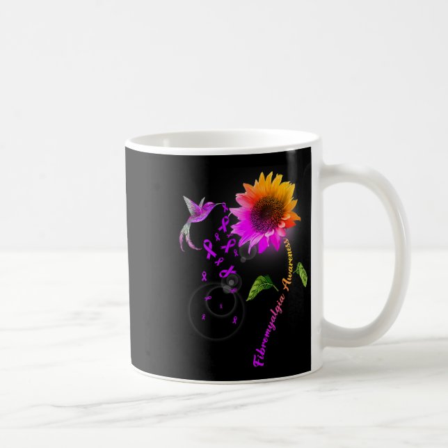 Awareness Purple Sunflower Hummingbird  Coffee Mug (Right)