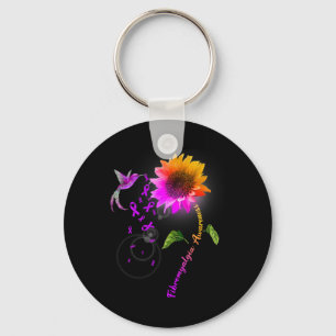 Awareness Purple Sunflower Hummingbird Key Ring