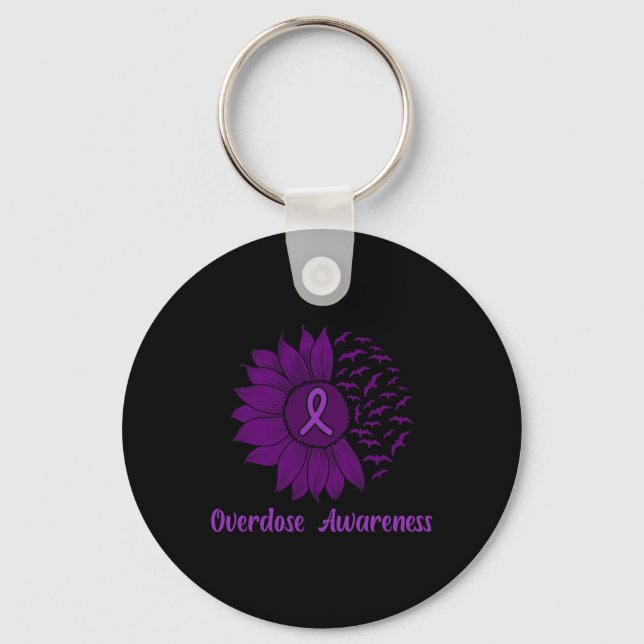 Awareness Purple Sunflower  Key Ring (Front)
