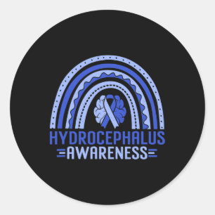 Awareness Rainbow Blue Ribbon Warrior Support  Classic Round Sticker