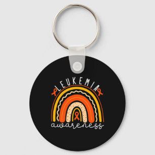 Awareness Rainbow Leukaemia Support Orange Ribbon Key Ring