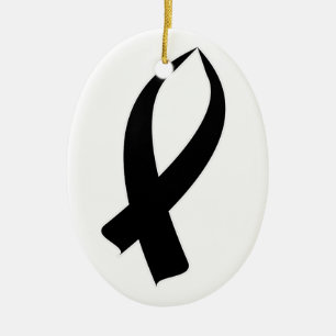 Awareness Ribbon Black Ceramic Tree Decoration