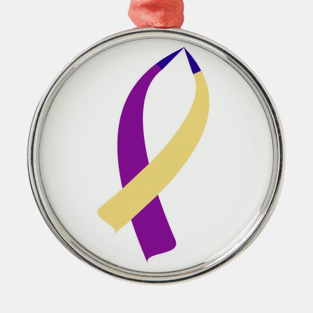 Awareness Ribbon (Bladder Cancer) Metal Tree Decoration (Front)