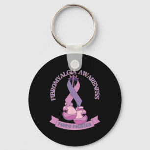 Awareness Ribbon Boxing Gloves Fibro Fighter Key Ring