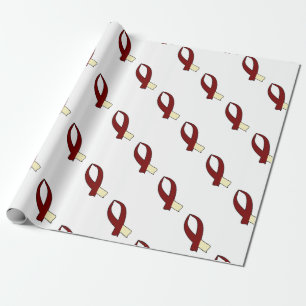 Awareness Ribbon (Burgundy & Cream) Wrapping Paper