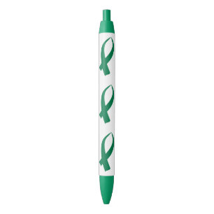 Awareness Ribbon (Green) Black Ink Pen