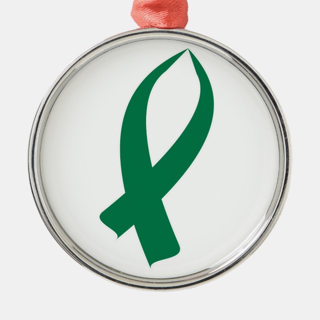 Awareness Ribbon (Green) Metal Tree Decoration (Front)