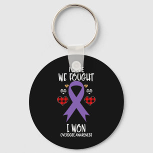 Awareness Ribbon I Came We Fought I Won Christmas Key Ring