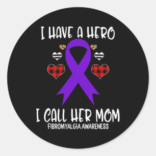 Awareness Ribbon I Have Hero Call Her Mom  Classic Round Sticker