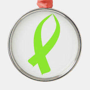 Awareness Ribbon (Lime Green) Metal Tree Decoration