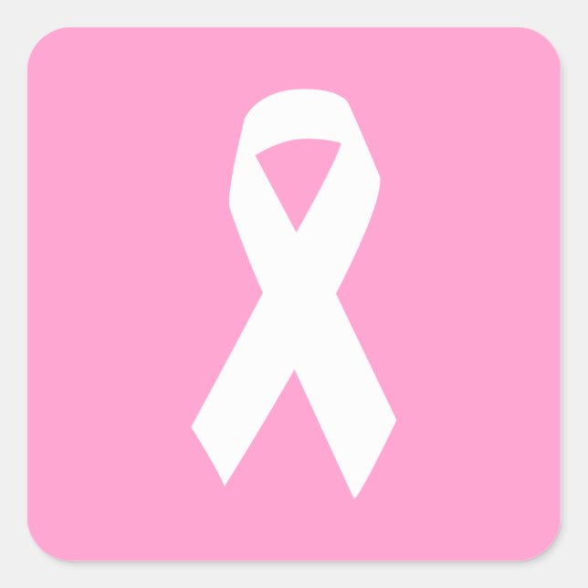 Awareness Ribbon on Pink Square Sticker (Front)