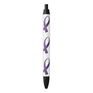 Awareness Ribbon (Purple) Black Ink Pen