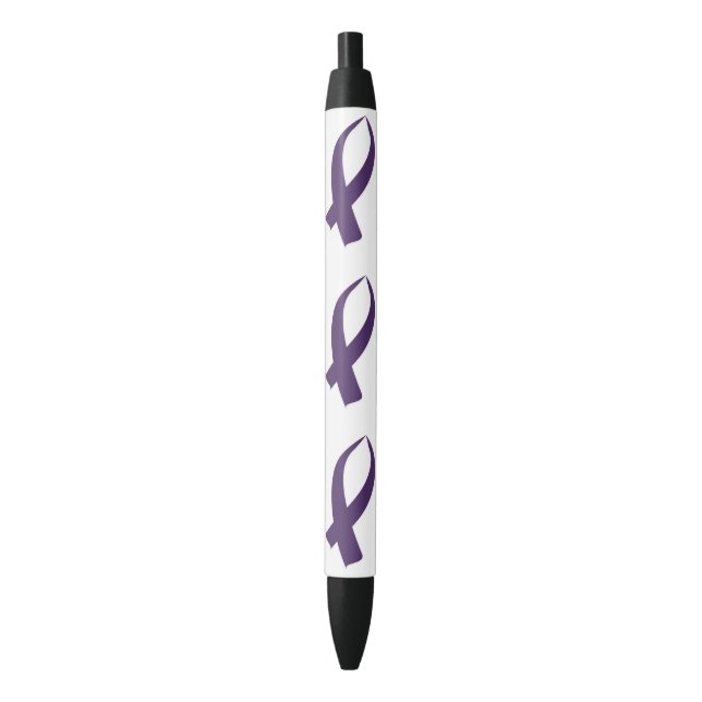Awareness Ribbon (Purple) Black Ink Pen (Front Vertical)