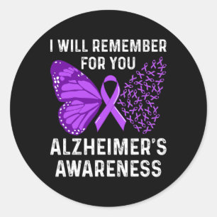 Awareness Ribbon Purple Butterflies Classic Round Sticker