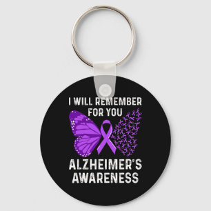 Awareness Ribbon Purple Butterflies Key Ring
