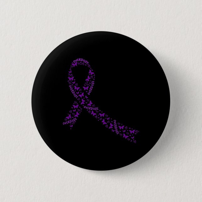 Awareness Ribbon Purple Drug Addiction Recovery  6 Cm Round Badge (Front)