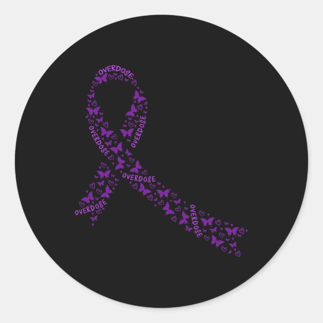 Awareness Ribbon Purple Drug Addiction Recovery  Classic Round Sticker (Front)