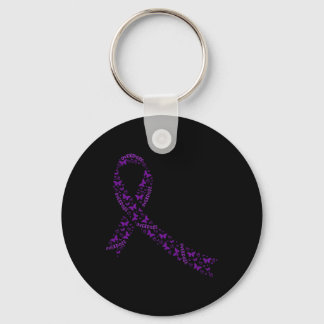 Awareness Ribbon Purple Drug Addiction Recovery  Key Ring