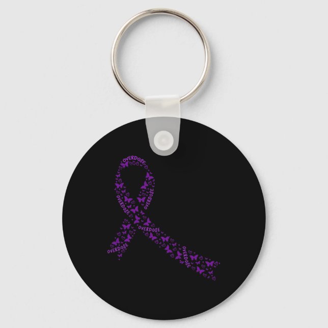 Awareness Ribbon Purple Drug Addiction Recovery  Key Ring (Front)
