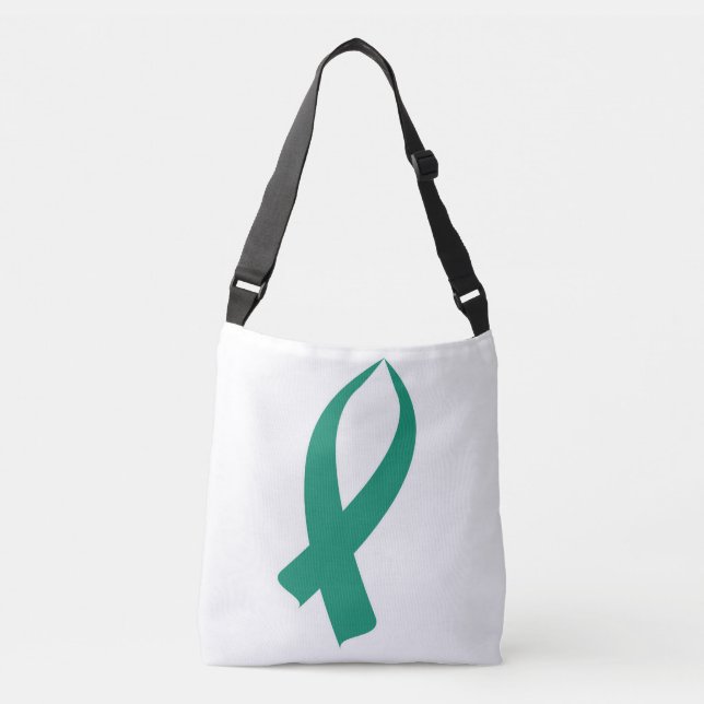 Awareness Ribbon (Teal) Crossbody Bag (Front)