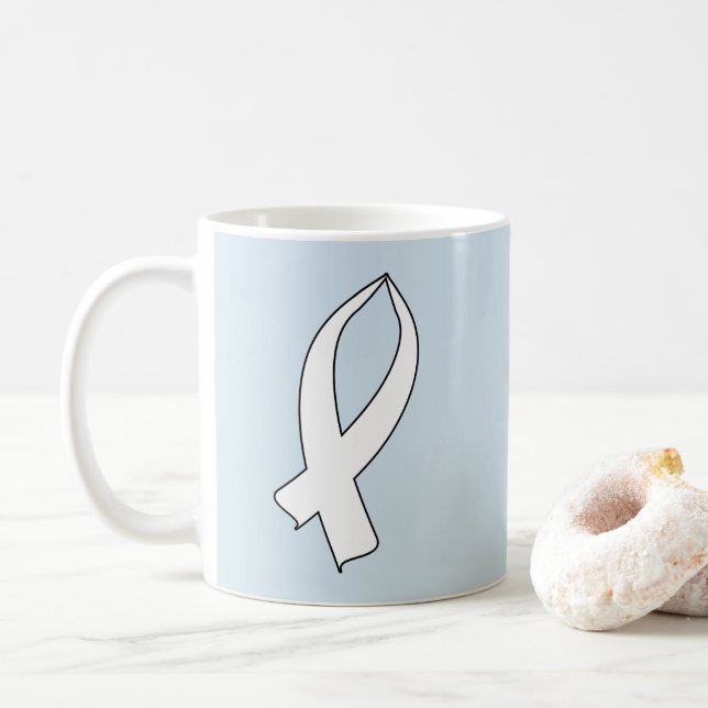 Awareness Ribbon (White) Coffee Mug (With Donut)