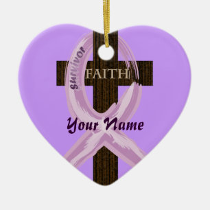 Awareness Ribbons Celebrate Survival Ceramic Tree Decoration