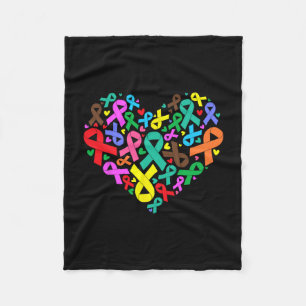 Awareness Ribbons Heart Support  Fleece Blanket