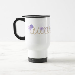 AWARENESS Rope Text With Abstract Flowers Travel Mug