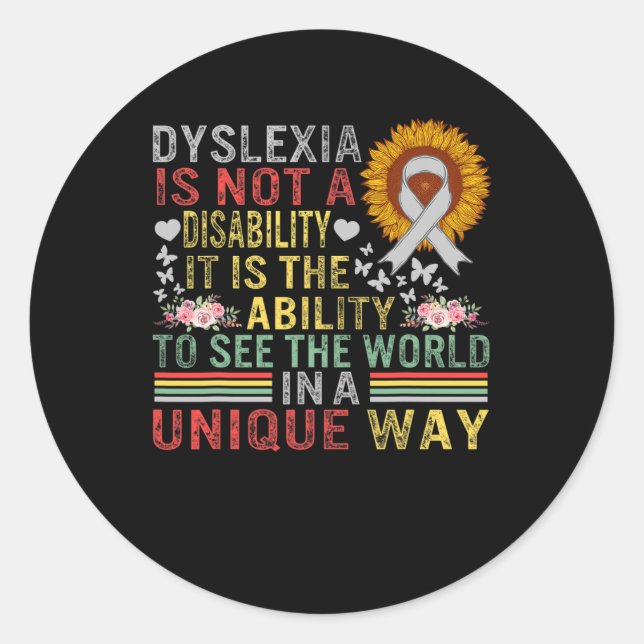 Awareness See World Unique Not Disability Sunflowe Classic Round Sticker (Front)