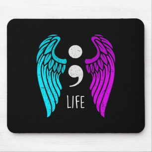 Awareness - Semi Colon Life Angel Mouse Mat