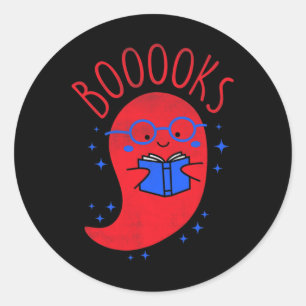 Awareness Shirt Cute Ghost Book Reading Halloween Classic Round Sticker