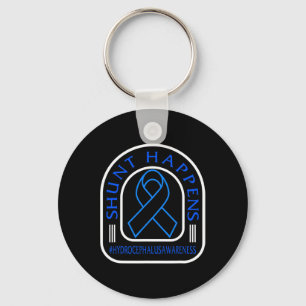 Awareness Shunt Happens Blue Ribbon Neurosurge 3 Key Ring