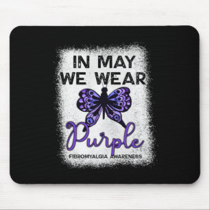 Awareness Spoonie In May We Wear Purple Butterfly  Mouse Mat