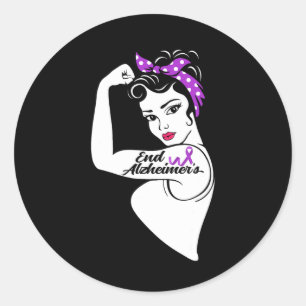 Awareness Strong Purple Ribbon Women Bandanna Gift Classic Round Sticker