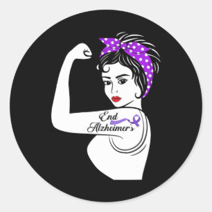 Awareness Strong Purple Ribbon Women Bandanna Gift Classic Round Sticker