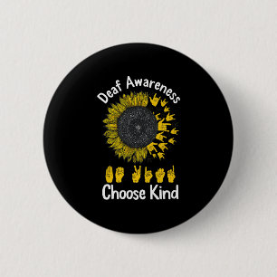 Awareness Sunflower Choose Kind Yellow Ribbon Asl 6 Cm Round Badge